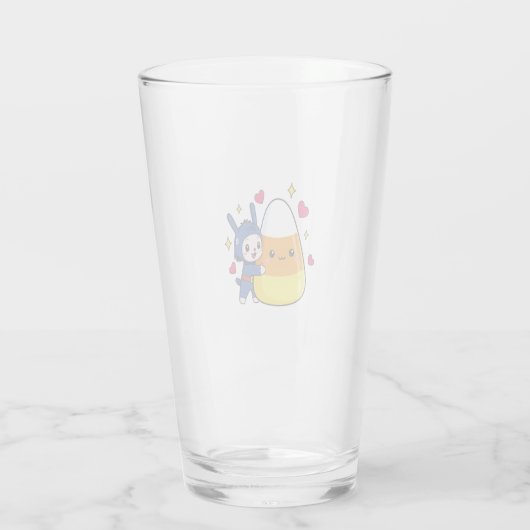 Schattigee Bunny Hugging Candy Corn Glas (Achterkant)