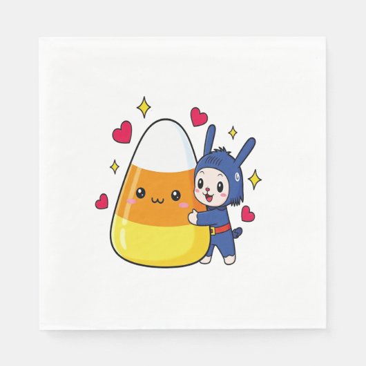 Schattigee Bunny Hugging Candy Corn Servet (Voorkant)