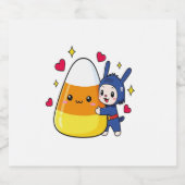 Schattigee Bunny Hugging Candy Corn Sparkling Wijnetiket (Enkel label)