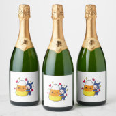 Schattigee Bunny Hugging Candy Corn Sparkling Wijnetiket (Flessen)