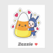 Schattigee Bunny Hugging Candy Corn Sticker (Vel)