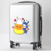 Schattigee Bunny Hugging Candy Corn Sticker (Koffer)