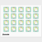 Schattigee Bunny Illustratie Kunst Vierkante Sticker (Vel)