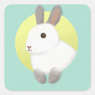 Schattigee Bunny Illustratie Kunst Vierkante Sticker