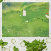 Schattigee Bunny in Mountain Uitzicht Keuken Handd Theedoek (Gevouwen)
