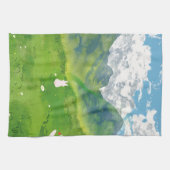 Schattigee Bunny in Mountain Uitzicht Keuken Handd Theedoek (Horizontaal)