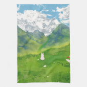 Schattigee Bunny in Mountain Uitzicht Keuken Handd Theedoek (Verticaal)