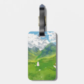 Schattigee Bunny in Mountain Uitzicht Personaliser Bagagelabel (Achterkant verticaal)