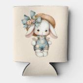 Schattigee Bunny in Overalls met Straw Pet & Bow M Blikjeskoeler (Voorkant)
