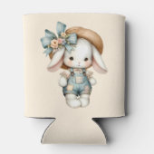 Schattigee Bunny in Overalls met Straw Pet & Bow M Blikjeskoeler (Achterkant)
