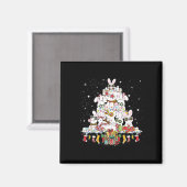 Schattigee Bunny Kerstboom Witte Konijnen Omsingel Magneet (Voorkant / Achterkant)