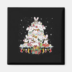 Schattigee Bunny Kerstboom Witte Konijnen Omsingel Magneet