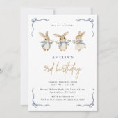 Schattigee Bunny Kind Paas 3e Verjaardag Party Kaart (Voorkant)