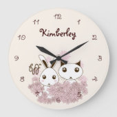Schattigee Bunny Kitten Dierenvrienden Meisjes Kin Grote Klok (Voorkant)