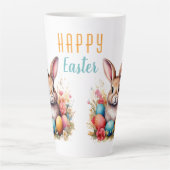 Schattigee Bunny Kleurrijke Eieren Bloemen Happy E Latte Mok (Voorkant)