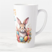 Schattigee Bunny Kleurrijke Eieren Bloemen Happy E Latte Mok (Rechts)