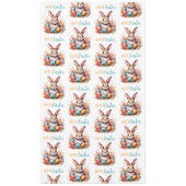 Schattigee Bunny Kleurrijke Eieren Bloemen Happy E Tafelkleed (Voorkant)