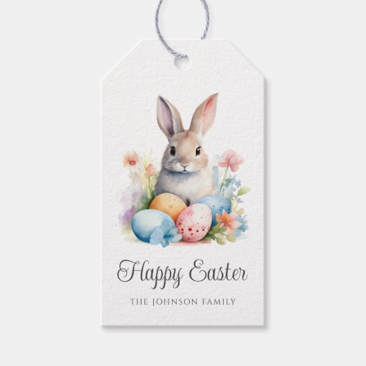 Schattigee Bunny Kleurrijke Happy Easter Cadeaulabel (Voorkant)