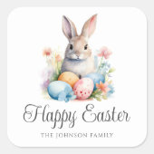 Schattigee Bunny Kleurrijke Happy Easter Vierkante Sticker (Voorkant)