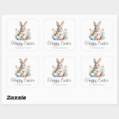 Schattigee Bunny Kleurrijke Happy Easter Vierkante Sticker (Vel)