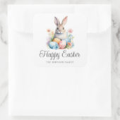 Schattigee Bunny Kleurrijke Happy Easter Vierkante Sticker (Tas)