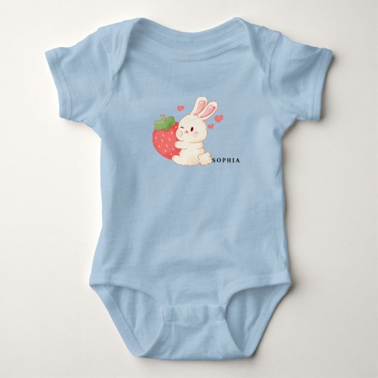 SCHATTIGEE BUNNY Knuffelen een Strawberry baby bod Romper (Voorkant)