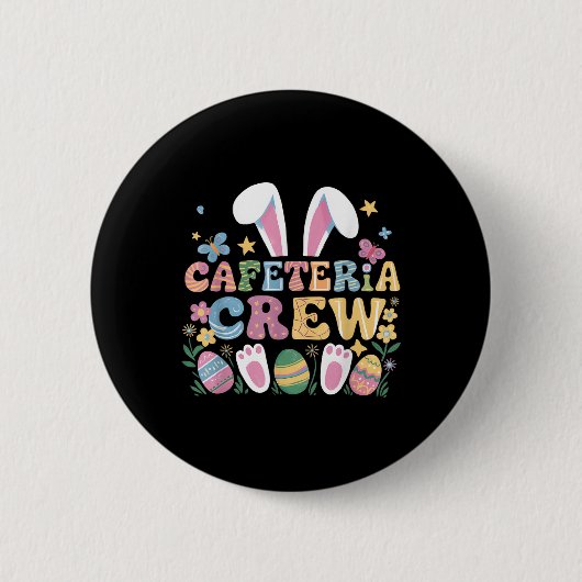 Schattigee Bunny Lunch Lady Cafeteria Crew Happy E Ronde Button 5,7 Cm (Voorkant)