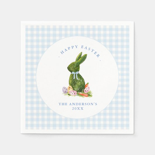 Schattigee Bunny met Blue Gingham border paasbrunc Servet (Voorkant)
