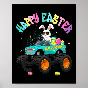 Schattigee Bunny Monster Truck Happy Easter voor K Poster