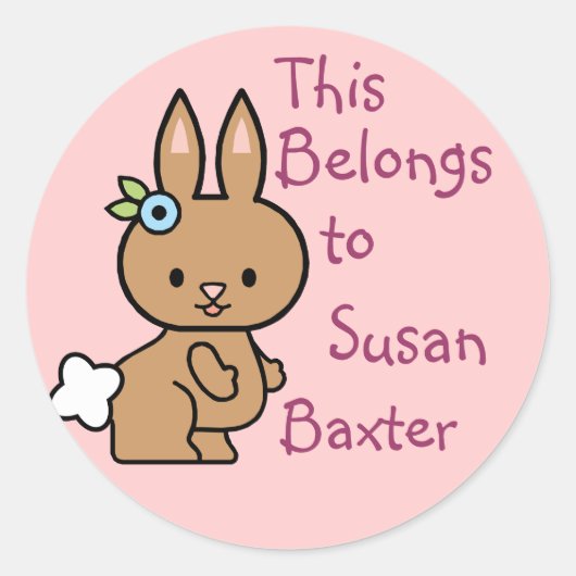 Schattigee Bunny Naam Tag Stickers (Voorkant)