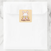 Schattigee Bunny Paasfeest Stickers! Gelukkige Pas Vierkante Sticker (Tas)