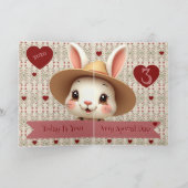 Schattigee Bunny Paper Verjaardag Kaart (Binnen)