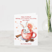 Schattigee Bunny Peeking uit een rode beker kerst Kaart (Voorkant)
