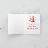 Schattigee Bunny Peeking uit een rode beker kerst Kaart (Binnen)