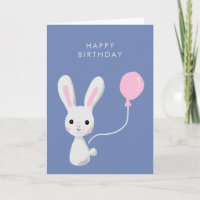 Schattigee Bunny Pink Balloon Happy Birthday
