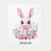 Schattigee Bunny Pink Flowers met Paasei Fleece Deken (Voorkant)