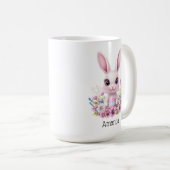 Schattigee Bunny Pink Flowers met Paasei Koffiemok (Voorkant rechts)