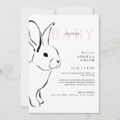 Schattigee Bunny Pink Gingham Baby Girl Shower II Kaart (Voorkant)