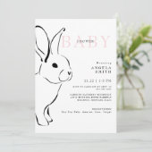 Schattigee Bunny Pink Gingham Baby Girl Shower II Kaart (Staand voorkant)