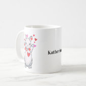 Schattigee Bunny Rabbit Knuffel met Harten Aangepa Koffiemok (Voorkant links)