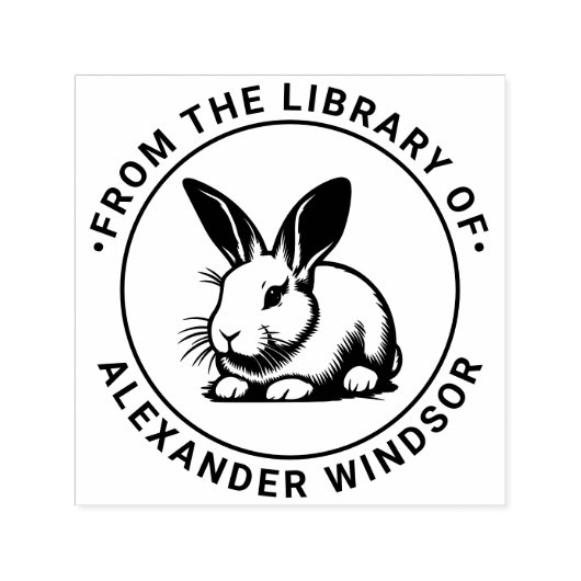 Schattigee Bunny Rabbit Line Art #3 Bibliotheek Bo Zelfinktende Stempel (Design)