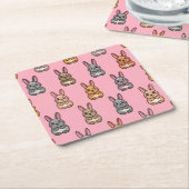 Schattigee Bunny Rabbits Roze Onderzetter Set (Schuin)