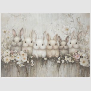 Schattigee Bunny Rabbits Wildflowers Decoupage Tissuepapier