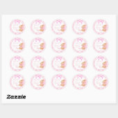 Schattigee Bunny roze boog baby shower gunst Ronde Sticker (Vel)