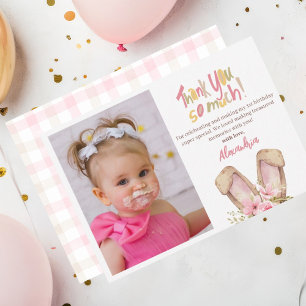 Schattigee Bunny Roze Meisje Bedankt Verjaardag