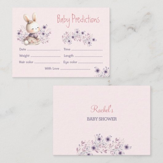 Schattigee Bunny Roze Paarse Meisje Baby shower Sp Informatiekaartje (Voorkant / Achterkant)