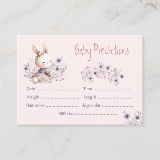 Schattigee Bunny Roze Paarse Meisje Baby shower Sp Informatiekaartje (Voorkant)