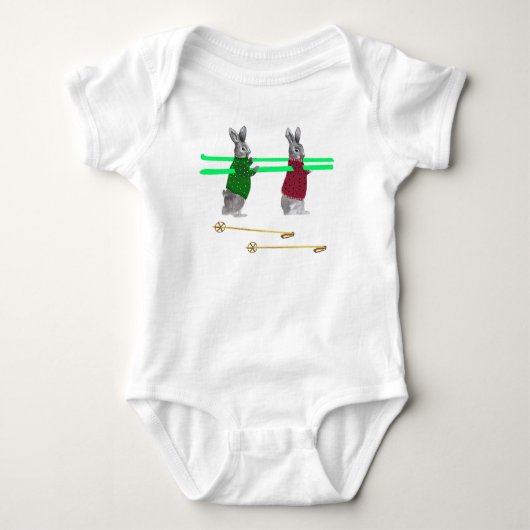 Schattigee Bunny Ski Illustratie Romper (Voorkant)