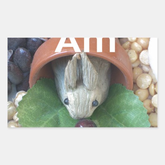 Schattigee Bunny Snacking Rechthoekige Sticker (Voorkant)