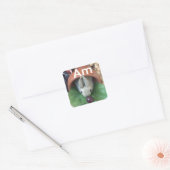 Schattigee Bunny Snacking Vierkante Sticker (Envelop)